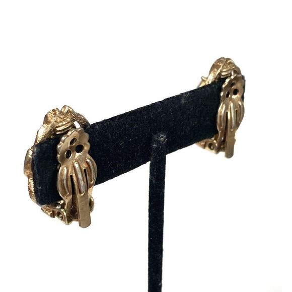 HOPE CHEST Earrings Clips Clip Ons AB Crystals Gold Tone Vintage - Picture 7 of 12